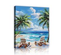 Via Vela Palmiers de plage Toile Art mural Paysages côtiers Peintures de vacances scandinaves Tirages d’œuvres d’art pour la décoration du salon et de la chambre 80x100cm