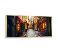 Via Vela Paris rue toile murale art paysage urbain photos œuvres d’art impressions ruelle urbaine grande murale moderne pour salon chambre bureau décor 40x101cm avec cadre doré