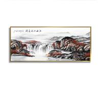 Via Vela Paysage classique toile art mural cascade scénique Nature impressions moderne murale traditionnel style asiatique affiches peinture pour décor de bureau 40x101cm avec cadre doré