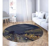 Via Vela Paysage Rond Tapis 80cm Boulevard Montmartre par la Nuit Motif Intérieur antidérapant Grand jeté Cercle Tapis pour mudroom Appartement Bureau à Domicile