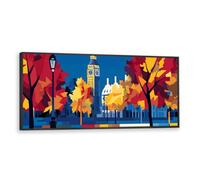 Via Vela Paysage urbain d’automne coloré Toile Art mural moderne urbain automne paysage œuvres d’art Impressions grandes affiches esthétiques pour la décor de la buanderie 40x101cm avec cadre noir