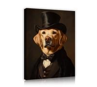 Via Vela Peinture murale d’animaux classique Style victorien Toile Art mural Chien élégant Golden Retriever Portrait Affiches Peinture Œuvres d’art Impressions pour Décor de café 45x60cm