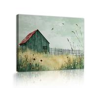 Via Vela Peinture murale rustique de la toile de grange paysage de ferme tirages d’œuvres d’art affiches de campagne vintage fresque rurale pour la décoration du café 60x80cm