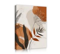 Via Vela Photos en terre cuite de fleurs bohèmes Toile Art mural Imprimés floraux botaniques Œuvres abstraites orange brûlé pour la salle à manger la cuisine Décoration de l’intérieur 90x120cm