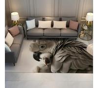 Via Vela Realistic Tapis 90x180cm Bird Close Up Print carpette Machine Lavable Descente de lit for Salon Chambre African Grey Parrot Motif antiderapant Backing Fluffy Bas Poil Home Decor Animal