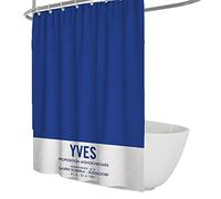 Via Vela Rideau de Douche Bleu Yves Klein Art Moderne Rideaux de Douche de Salle de Bain Rideaux de Douche en Tissu Blanc Set avec 12 Crochets de Forme Multi Tailles Facile à Installer 120x180 cm