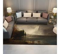 Via Vela Romantisme Tapis 160x230cm Lavable Montagne Paysage Grands carpette Doux pour Le Salon Forêt Vue sur lac Descente de lit Nature Salle à Manger Antidérapant résistant aux Taches sous la