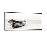 Via Vela Rustique noir et blanc bateau toile toile art grand coastal oeuvre impressions minimaliste moderne plage affiche peinture pour chambre à coucher décor 30x76cm avec cadre noir