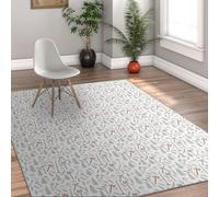 Via Vela Simple Machine 120x150cm Lavable Tapis for Salon Girl Boys Chambre Bebe Minimalist antiderapant Backing carpette Line Drawings of Trees and Axe Patterns Descente de lit White Big