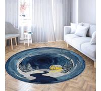 Via Vela Snow Scene Round Carpets 150cm Vortex Abstrait Night Sky Cabane en forêt Machine antidérapante Moquette Lavable pour Salon Chambre Porche dortoir