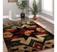 Via Vela Southwestern Machine 120x180cm Lavable Tapis for Salon Girl Boys Chambre Bebe Rustic Boheme antiderapant Backing carpette Aztec Print Native American Descente de lit Abstrait geometrique