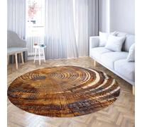 Via Vela Style Moderne Grands Tapis Ronds 80cm Anneaux d’Arbre Texture Impression Lavable antidérapant Mince Tapis pour Salle de Classe vestiaire Jeux décors Tapis