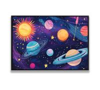 Via Vela Système solaire Toile Art mural Galaxie planètes Décor Espace extra-atmosphérique Oeuvre d’art Affiche pour salon Bureau Images astronomiques Impressions de crèche 60x92cm avec cadre noir