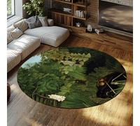 Via Vela Tapis 100cm Ronds tropicaux Dunes de Sable Bureau carpette circulaires Doux en Herbe Plage colorée Buanderie Lavable Véranda antidérapante Descente lit Grand des Vagues mer