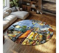 Via Vela Tapis 120cm Ronds Chics Salle à Manger Boutique de Fleurs Paris carpette Descente lit antidérapant Pliant Poil Bas Style Peinture l Huile Poils Chambre d Amis Bureau Entrée