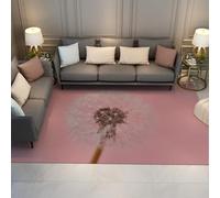 Via Vela Tapis 120x150cm Floraux carpette bohème Lavable en Machine Descente de lit antidérapant Pissenlit Blanc résistant aux Taches Salon Fleurs dans la Chambre à Poil Bas Esthétique Rose et
