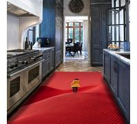 Via Vela Tapis 120x150cm surréalistes carpette lavables Red Waves Kitchen à Poils Bas Descente de lit Jaune Personne antidérapant Fin Studio Modernes Galerie Sol pour Salle Manger Chambre du