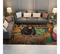 Via Vela Tapis 160x200cm Graffiti Salon carpette Descente de lit Gorilla à Poil Bas résistant aux Taches antidérapant Chambre Fin Pliable Grands Street Art esthétique pour Salle Manger décoration