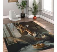 Via Vela Tapis 160x230cm Giraffe drôle Tapis Salon Portraits d'animaux antidérapants lavables Fin Pliable résistant Taches Faible Poil Large Art fantaisiste Décoration intérieure Chambre