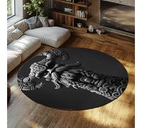 Via Vela Tapis 180cm Ronds Nordiques lavables et carpette roteux mythiques de Guerrier Barbu Descente lit circulaires en Pierre sculptée pour Grotte d Homme Salle Jeux Salon Sol Doux à Poils