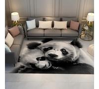 Via Vela Tapis 180x240cm à thème Animal Mignons Motifs Panda Noir et Blanc carpette Doux lavables pour Salon Descente de lit Minimaliste antidérapant résistant aux Taches Fins Grand Cuisine