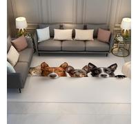 Via Vela Tapis 180x240cm de nurserie Minimaliste Lavable carpette à tête d Animal pour Salon Patio Descente lit Mignons Motif Chat et Chien Doux Animaux Fin Pliable résistant aux Taches Chambre