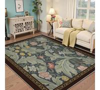 Via Vela Tapis 180x240cm lavables à la Machine pour Salon carpette fleural antidérapant Vert William Morris Forest Descente de lit botanique en Feuilles d Acanthus léger Poil Bas Chambre Entrée