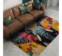 Via Vela Tapis 180x270cm Abstraits Modernes pour Le Salon Chambre carpette à thème Africain la Machine Motif d éléphant coloré Grand revêtement de Sol Doux Poils Bas avec Descente lit antidérapant