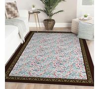 Via Vela Tapis 180x270cm Cottagecore carpette de Cuisine en Fleur Jardin Descente lit antidérapant Grenier résistant aux Taches Véranda au Sol Petite Base Blanche Pliable et Doux à Poil Bas
