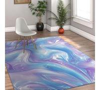 Via Vela Tapis 180x270cm en marbre carpette Bohèmes antidérapants Descente de lit lavables tourbillonnant résistant aux Taches Salon Bleu Violet Fluide Art à Poil Bas Décoration intérieure Douce