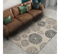 Via Vela Tapis 180x270cm Nordiques carpette Bohèmes antidérapants à la Machine Descente de lit Abstrait résistants aux Taches Salon Circulaire concentrique Noir Blanc Poil Bas Décoration intérieure