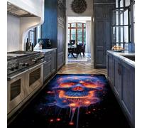 Via Vela Tapis 180x300cm Gothiques Burning Skull Design Machine à carpette antidérapants de Cuisine Descente lit lavables Salle Jeux Pliant Fin dans Un Grand Couloir rêve Chambre Day of The Dead