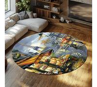 Via Vela Tapis 200cm Ronds esthétiques Chambre d Amis Paris Tour Eiffel carpette circulaires Descente de lit antidérapant Pliant Grand Pliable Style Peinture à l Huile Bureau étude Résidence