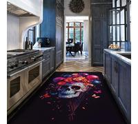 Via Vela Tapis 60x120cm Day of The Dead pour Le Salon Art Populaire Mexicain carpette de Cuisine Descente lit à décors Bohèmes Pop antidérapants lavables en Sucre Motif crâne Grand Fin aux