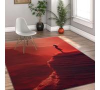 Via Vela Tapis 60x120cm de Zone paysagère Girl on Cliff Sunset Design carpette pour Salon antidérapants lavables en Machine Descente lit Grande Surface à Poil Faible Pliable Fin et résistant aux