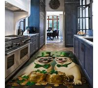 Via Vela Tapis 60x90cm à thème Lucky Cuisine carpette Carlin de la Saint Patrick Descente lit Poil Bas Anti Taches antidérapant Salle Manger Vert Fins Pliables et Grands décor du Couloir