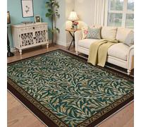 Via Vela Tapis 60x90cm de Campagne carpette minimalistes Style Léger lavables pour Salon Descente lit Vintage en Branches Saule antidérapant Abstrait à Feuilles foncées Fins et Grands Buanderie