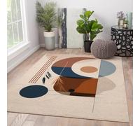 Via Vela Tapis 60x90cm géométrique carpette Modernes du Milieu siècle pour Chambre de Descente lit lavables bohèmes résistants aux Taches la d Enfant Motif Cercles et Lignes Abstraits Salon