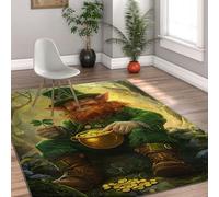 Via Vela Tapis 90x150cm lavables à la Machine mythiques carpette de Saint Patrick Petit Elfe Antidérapant Descente lit Irlandais Chambre Poil Bas Décoration Bureau Folklore Vert émeraude