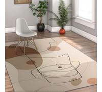 Via Vela Tapis 90x150cm Uniques carpette Fin Lavable Moderne du Milieu siècle Ligne Abstraite Minimaliste Descente de lit antidérapant pour Salon Chambre Cuisine Sol Thème café à Poil Bas Fins