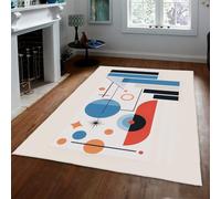 Via Vela Tapis Contemporain Lavable en Machine 160x230cm géométrie Abstraite Grand Doux antidérapant intérieur extérieur Pliable Mince Tapis pour Chambre à Coucher entrée