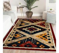 Via Vela Tapis d Art aztèque 140x200cm rétro Lavable Abstrait Géométrique Texture Motif Antidérapant À Poils Ras pour entrée Cuisine Mythologie Sol Avant Chambre Coucher Chevet