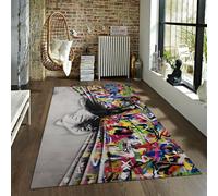 Via Vela Tapis d'Area Rectangulaire Multicolore 160x230 cm Street Art pour Chambre à Coucher Salon