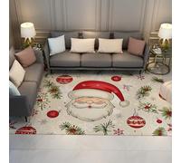 Via Vela Tapis de Style Dessin animé 80x150cm Père Noël Holly Print Lavable antidérapant Grand Tapis Doux antidérapant pour la Salle à Manger Décoration intérieure Filles Garçons Chambre d’Ados
