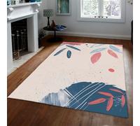 Via Vela Tapis de Style Ferme pour Chambre à Coucher Salon Abstrait Tache de Feuille Impression Grand Lavable antidérapant Tapis de Sol intérieur décoration intérieure 80x150cm