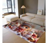 Via Vela Tapis de Style Neutre 180x300cm Hiver Mignon Ours Bonhomme de Neige Boule de Noël Impression Antidérapant Tapis de Sol léger à Poils Ras pour Salle de Classe de Maternelle