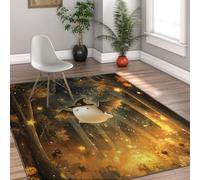 Via Vela Tapis de Style Nordique Grande Nuit d’Halloween Mignon fantôme dans la forêt Imprime Tapis d’intérieur Doux et antidérapant Lavable pour Les Repas d’entrée 100x150cm