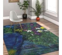 Via Vela Tapis de Style surréaliste Marc Chagall Abstrait Bouquet Couple Lavable en Machine Antidérapant Tapis Fin À Poils-Pou pour Chambre D’Amis Bureau 60x90cm