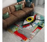 Via Vela Tapis Graffiti Eye 160x200cm Fin Pliable antidérapant Salle de Jeux Pop Art Machine à Motif Abstrait Lavable Big Yellow Evil Eyes Design Unique Grand pour Salon Studio