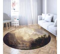 Via Vela Tapis Rond 100cm California Creekside Mountain Scenery Lavable Antidérapant Pliable Non Perte Cercle Tapis pour Chambre Deck Patio
